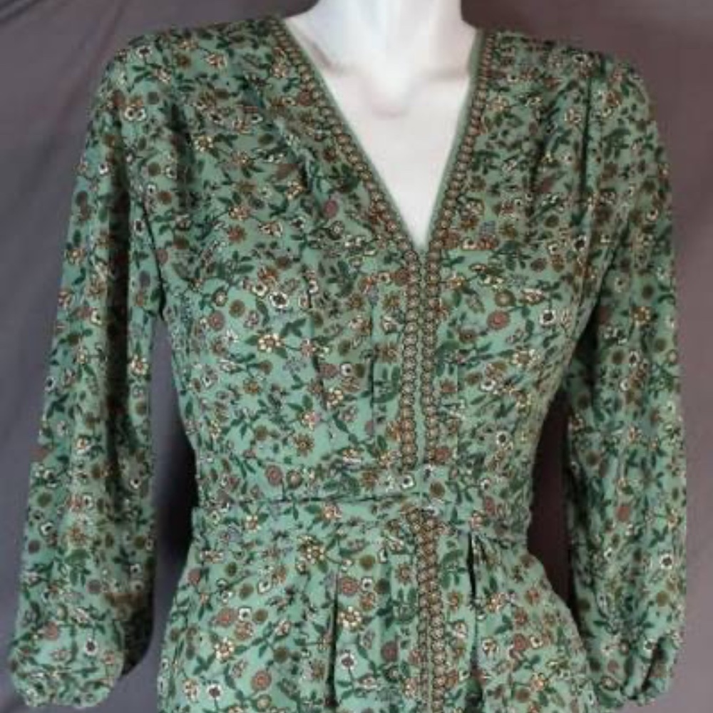 Peplum Floral Blouse with Sash